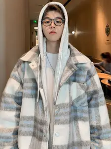 HERE&NOW Men Checked Open Front Jacket