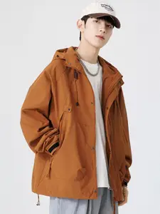 HERE&NOW Men Hooded Solid Casual Tailored Jacket
