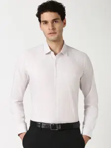 Peter England Men Spread Collar Vertical Striped Cotton Slim Fit Formal Shirt