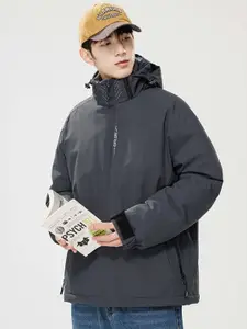 HERE&NOW Men Hooded Solid Casual Padded Jacket