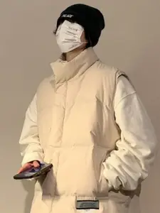 HERE&NOW Men Mock Collar Solid Casual Puffer Jacket