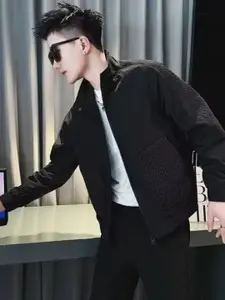 HERE&NOW Men Spread Collar Self Design Casual Tailored Jacket