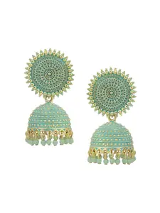 JMBW INTERNATIONAL Gold-Plated Stone Studded Dome Shaped Jhumkas