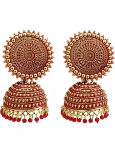 JMBW INTERNATIONAL Gold-Plated Big Round Jhumkas