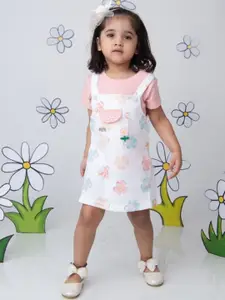 Babys Day Girls Printed Cotton Dungaree With Top