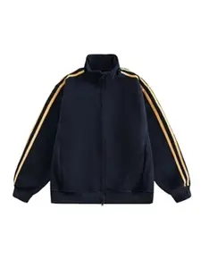 HERE&NOW Men Mock Collar Striped Casual Bomber Jacket
