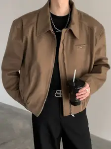 HERE&NOW Men Spread Collar Solid Casual Tailored Jacket