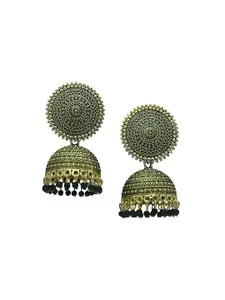 JMBW INTERNATIONAL Gold-Plated Stone Studded Dome Shaped Jhumkas
