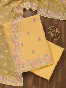 Koskii Floral Embroidered Thread Work Unstitched Dress Material