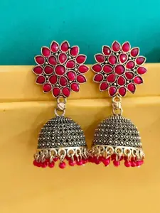 JMBW INTERNATIONAL Gold-Plated Stone Studded Big Round Jhumkas