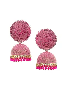 JMBW INTERNATIONAL Gold-Plated Stone Studded Dome Shaped Jhumkas