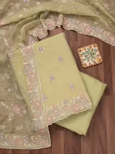 Koskii Floral Embroidered Thread Work Unstitched Dress Material