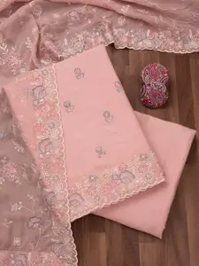 Koskii Floral Embroidered Thread Work Unstitched Dress Material