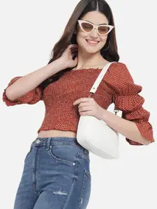BAESD Polka Dot Print Bell Sleeve Crop Top