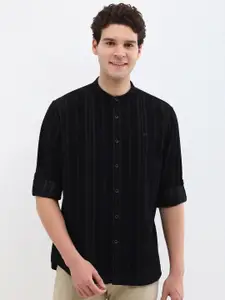 Allen Solly Men Custom Band Collar Vertical Striped Cotton Casual Shirt