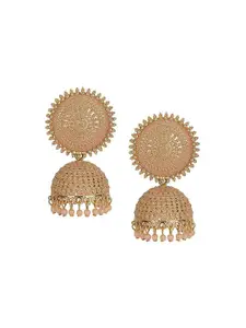 JMBW INTERNATIONAL Gold-Plated Stone Studded Dome Shaped Jhumkas