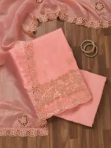 Koskii Floral Embellished Beads and Stones Unstitched Dress Material