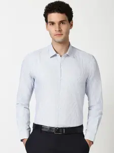 Peter England Men Spread Collar Vertical Striped Cotton Slim Fit Formal Shirt