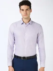 Peter England Elite Men Spread Collar Textured Cotton Slim Fit Formal Shirt