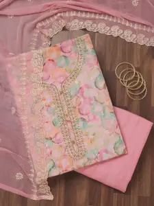 Koskii Embellished Crepe Unstitched Dress Material