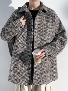 HERE&NOW Men Spread Collar Self Design Casual Tailored Jacket