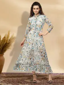 BAESD Floral Print Keyhole Neck Applique Fit & Flare Dress