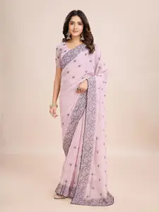 kasee Floral Embroidered Pure Chiffon Ready to Wear Saree