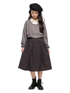 StyleCast x Revolte Girls Round Neck Long Sleeves Top With Skirt