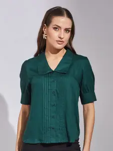 Latin Quarters Women Relaxed Spread Collar Solid Casual Shirt