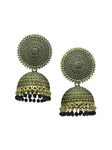 JMBW INTERNATIONAL Gold-Plated Beaded Dome Shaped Jhumkas