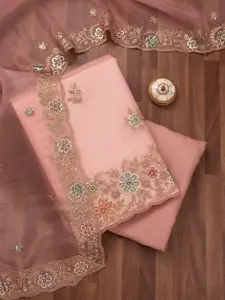 Koskii Floral Embroidered Sequinned Unstitched Dress Material