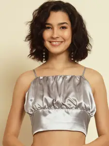 BAESD Satin Blouson Crop Top