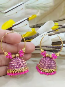 JMBW INTERNATIONAL Gold-Plated Dome Shaped Stone Studded Antique Jhumkas