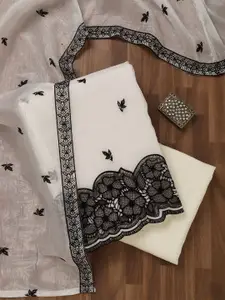 Koskii Floral Embroidered Thread Work Unstitched Dress Material