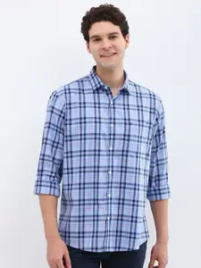 Allen Solly Men Spread Collar Tartan Checked Cotton Slim Fit Casual Shirt