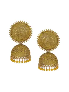 JMBW INTERNATIONAL Gold-Plated Beaded Dome Shaped Jhumkas