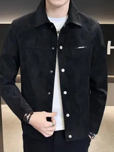 HERE&NOW Men Spread Collar Solid Casual Tailored Jacket