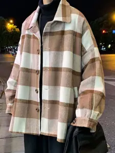 HERE&NOW Men Spread Collar Checked Casual Tailored Jacket