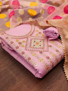 APNISHA Floral Embroidered Zardozi Unstitched Dress Material