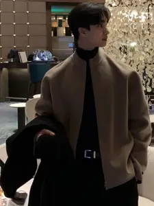 HERE&NOW Men Mock Collar Solid Casual Tailored Jacket