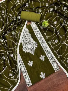 APNISHA Floral Embroidered Pure Silk Unstitched Dress Material