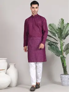 Majestic Man Ethnic Motifs Embroidered Regular Straight Kurta