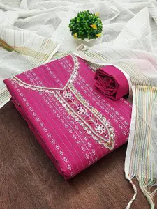 APNISHA Striped Unstitched Dress Material