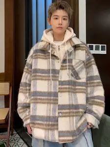 HERE&NOW Men Hooded Checked Casual Tailored Jacket