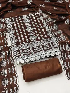 APNISHA Floral Embroidered Gotta Patti Pure Silk Unstitched Dress Material