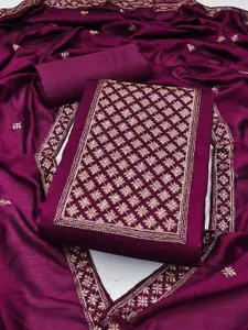 APNISHA Floral Embroidered Sequinned Pure Silk Unstitched Dress Material