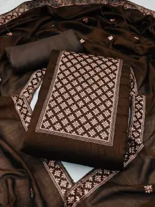 APNISHA Floral Embroidered Sequinned Pure Silk Unstitched Dress Material