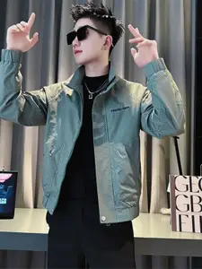 HERE&NOW Men Mock Collar Checked Casual Tailored Jacket