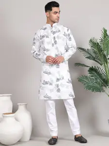 Majestic Man Ethnic Motifs Printed Regular Pure Cotton Straight Kurta