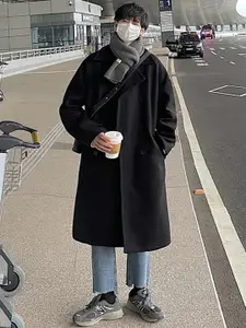 HERE&NOW Men Solid Lapel Collar Long Sleeves Bomber Jacket